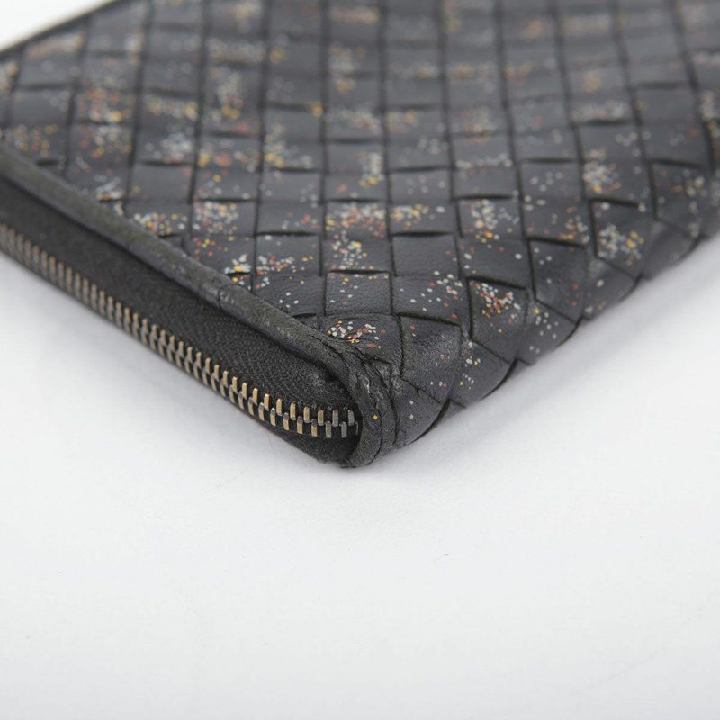 BOTTEGA VENETA 黑色皮革 Intrecciato 繪畫拉鍊錢包-7