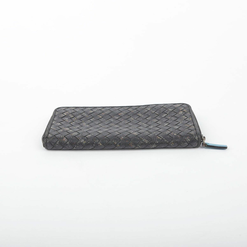 BOTTEGA VENETA 黑色皮革 Intrecciato 繪畫拉鍊錢包-8
