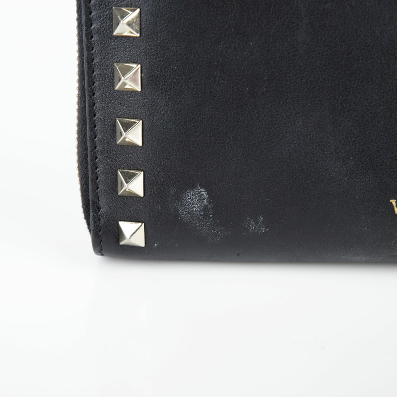 VALENTINO 黑色皮革 Rockstud 長版皮夾-4