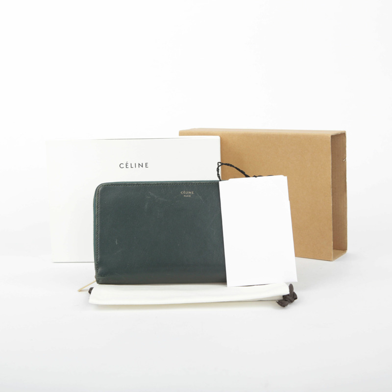 CELINE 綠色皮革長皮夾-0