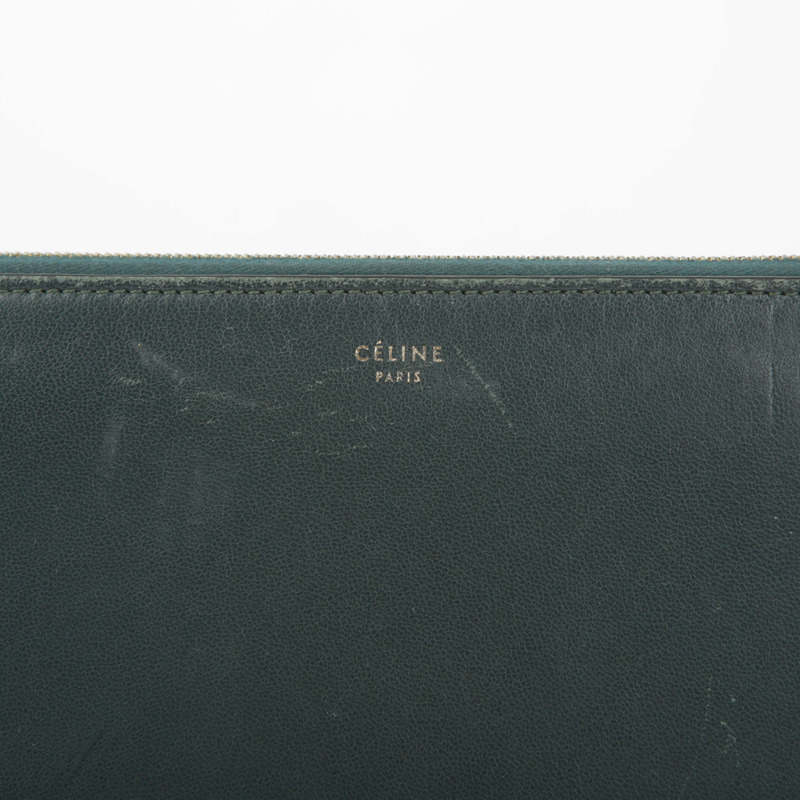 CELINE 綠色皮革長皮夾-2