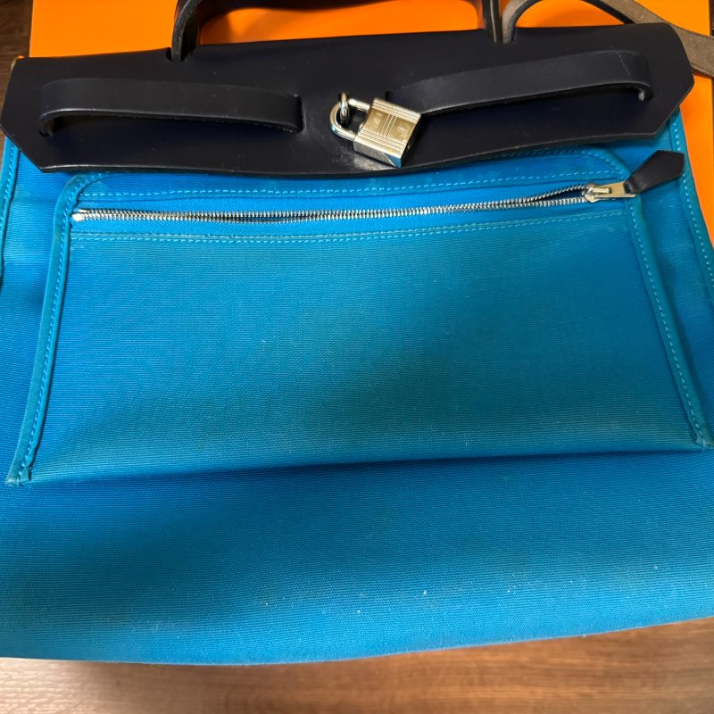 HERMÈS Paris Herbag Zip 31 Blue Indigo 藍黑拼色-6