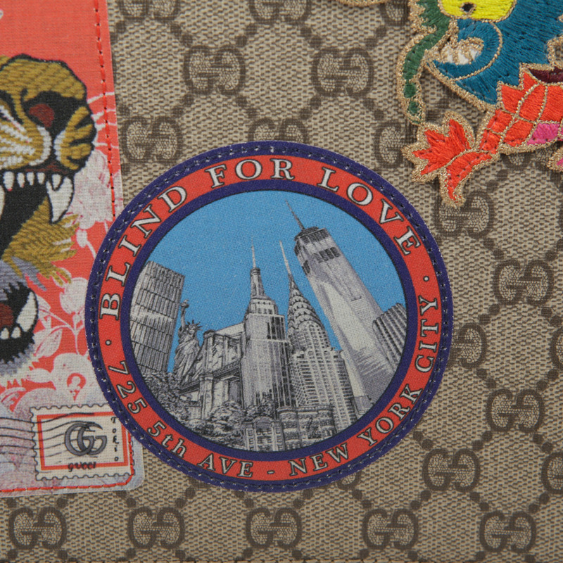 【包稅】GUCCI GG Supreme帆布信差貼布斜背包-3