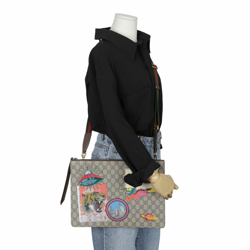 【包稅】GUCCI GG Supreme帆布信差貼布斜背包-16