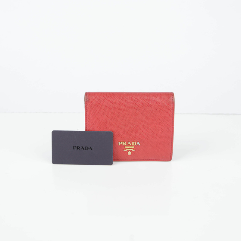 PRADA 紅色 Saffiano 皮革皮夾-0