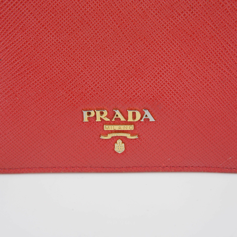PRADA 紅色 Saffiano 皮革皮夾-1