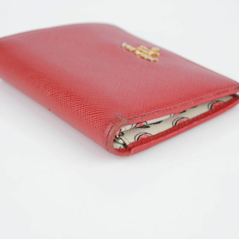 PRADA 紅色 Saffiano 皮革皮夾-4
