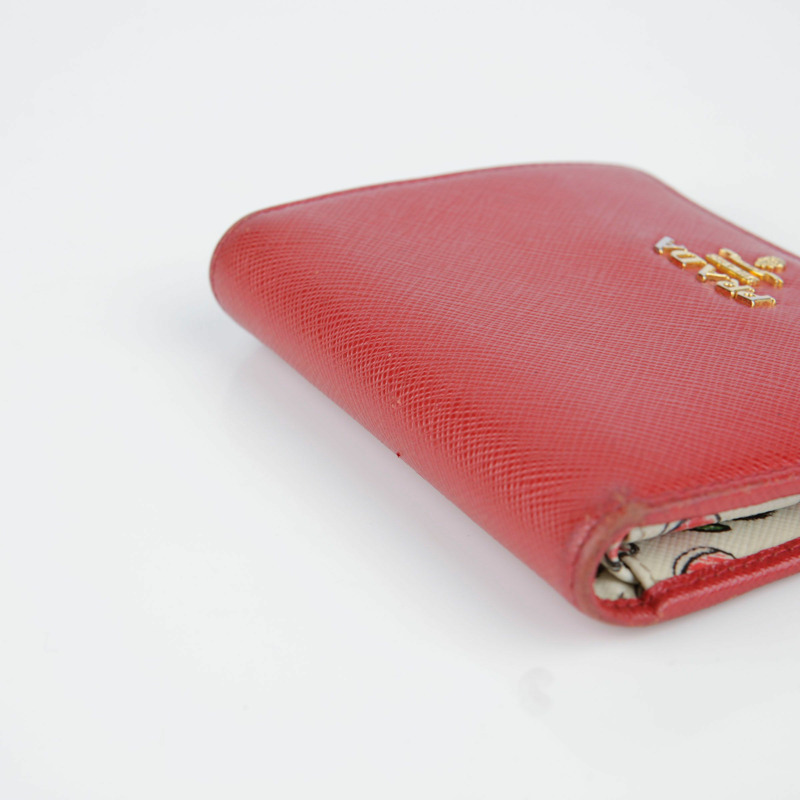 PRADA 紅色 Saffiano 皮革皮夾-12