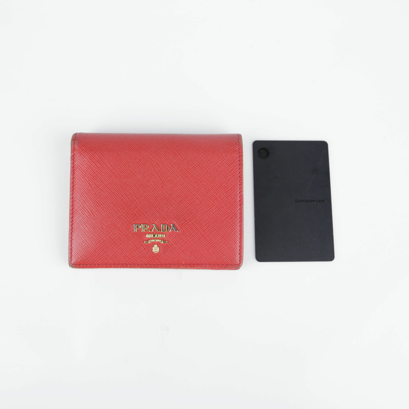 PRADA 紅色 Saffiano 皮革皮夾-17