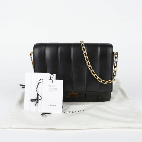 CELINE 絎縫鏈條單肩包 黑色