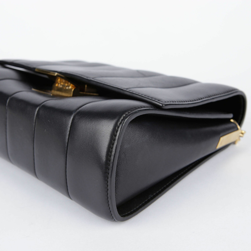 CELINE 絎縫鏈條單肩包 黑色-10