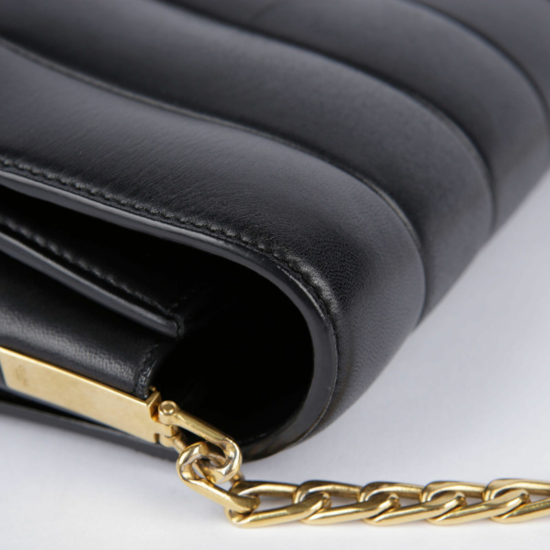 CELINE 絎縫鏈條單肩包 黑色-13