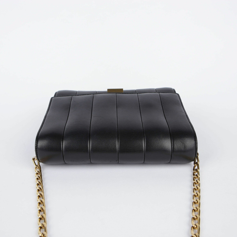 CELINE 絎縫鏈條單肩包 黑色-14