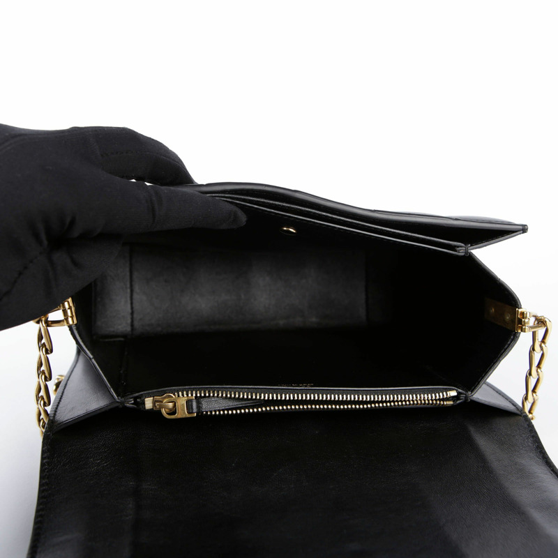 CELINE 絎縫鏈條單肩包 黑色-18