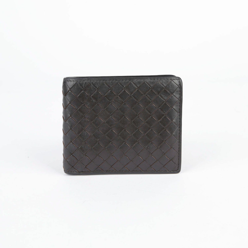 BOTTEGA VENETA 深棕色皮革 Intrecciato 錢包-0