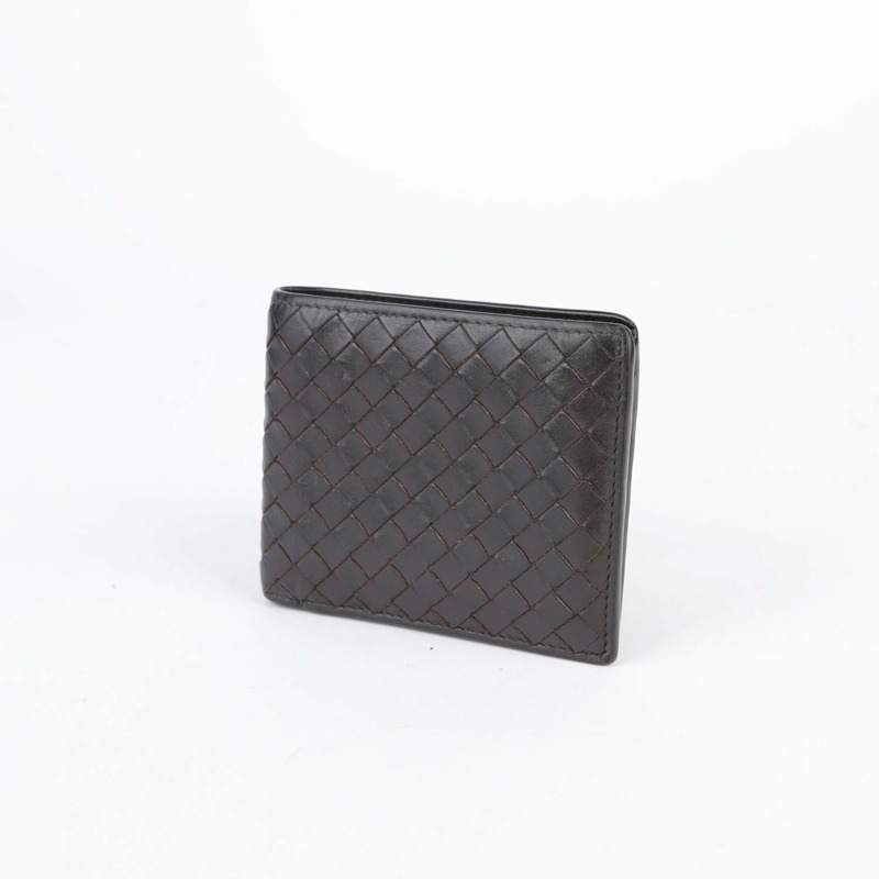 BOTTEGA VENETA 深棕色皮革 Intrecciato 錢包-1