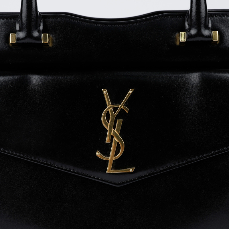 SAINT LAURENT 中型黑色皮革 Uptown 手提包和單肩包-1