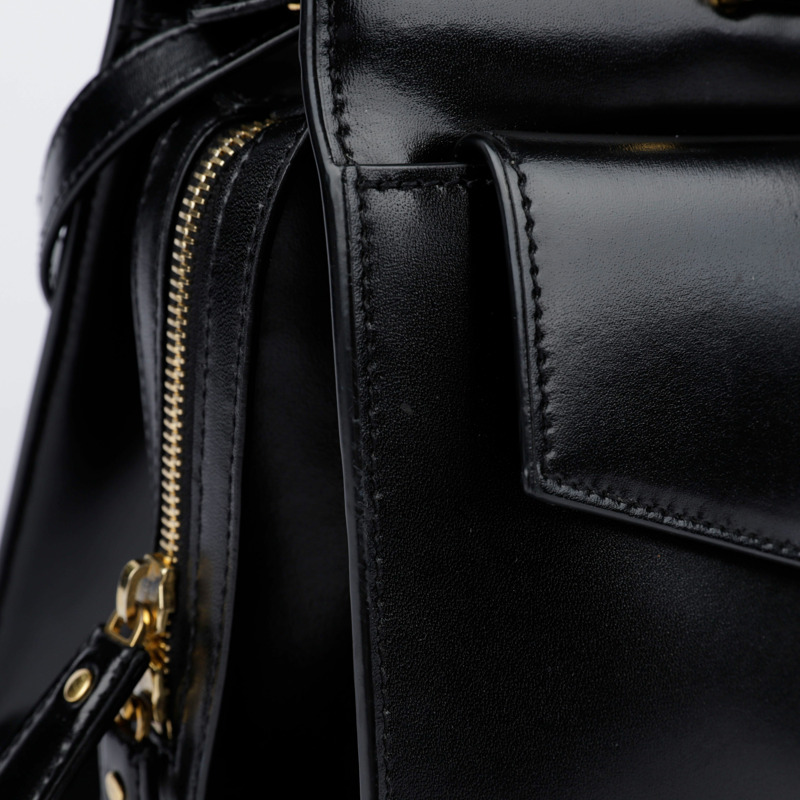 SAINT LAURENT 中型黑色皮革 Uptown 手提包和單肩包-3