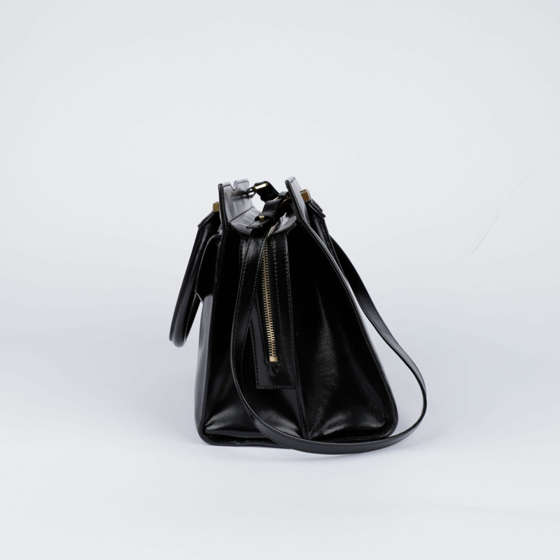 SAINT LAURENT 中型黑色皮革 Uptown 手提包和單肩包-9