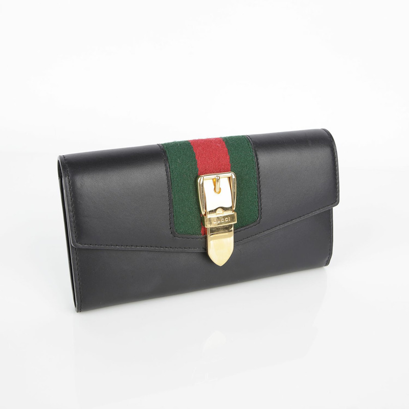 GUCCI Silvi 長皮夾 黑色皮革-2