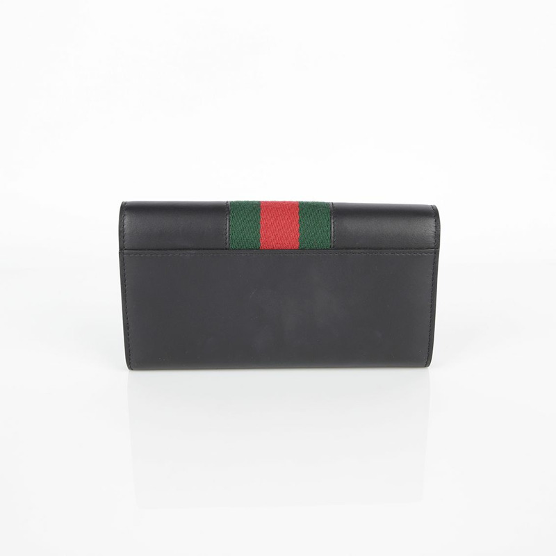 GUCCI Silvi 長皮夾 黑色皮革-5