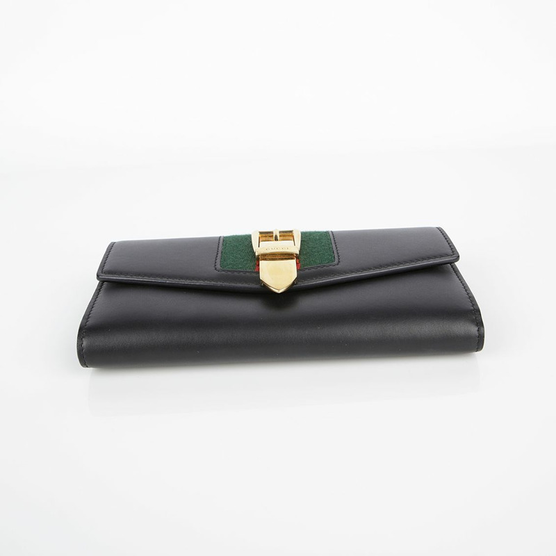 GUCCI Silvi 長皮夾 黑色皮革-10