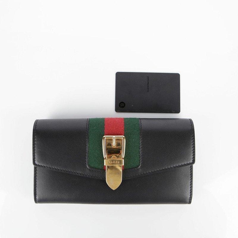 GUCCI Silvi 長皮夾 黑色皮革-20