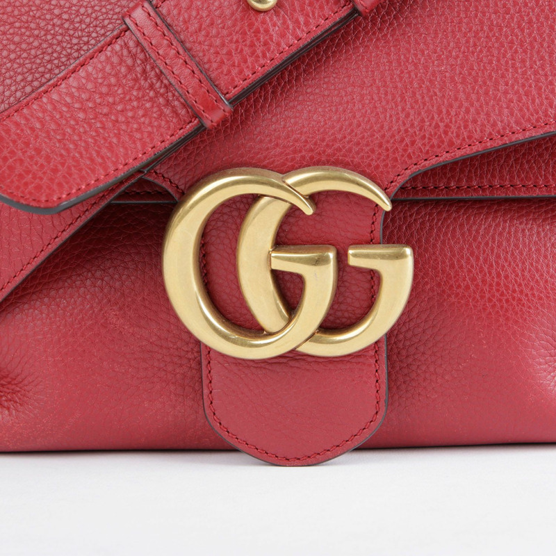 GUCCI 紅色皮革 GG Marmont 單肩包-1