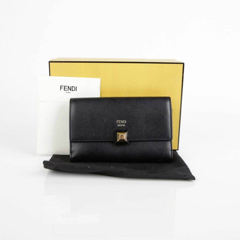 FENDI 黑色皮革皮夾-0