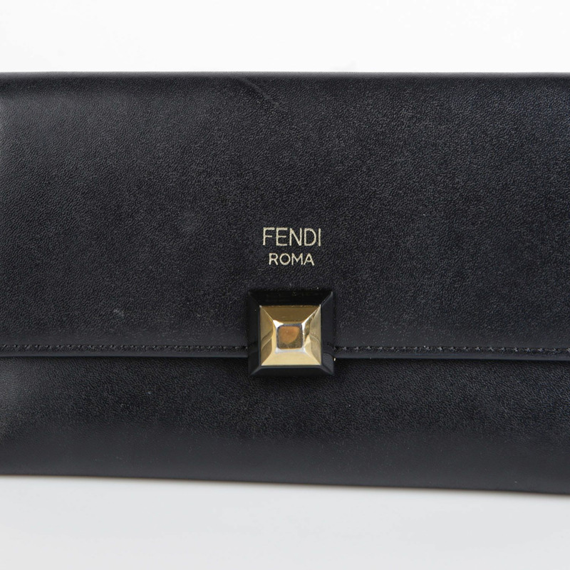FENDI 黑色皮革皮夾-1