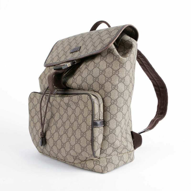 GUCCI GG 帆布棕色皮革背包-3