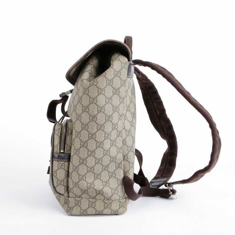 GUCCI GG 帆布棕色皮革背包-5