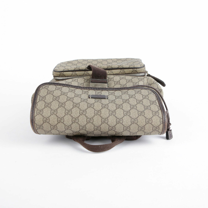 GUCCI GG 帆布棕色皮革背包-14