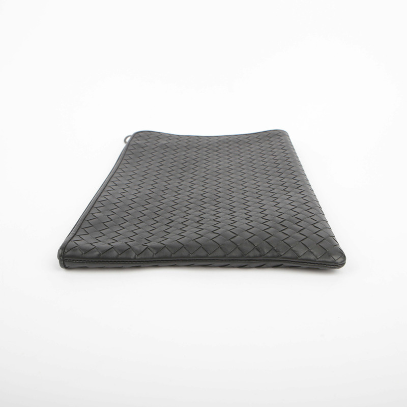 BOTTEGA VENETA 黑色皮革 Intrecciato 文件手拿包-8