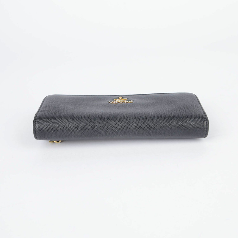 PRADA 黑色 Saffiano 皮革長皮夾-2
