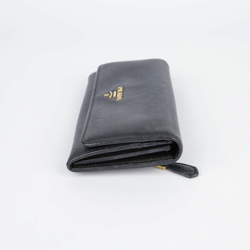 PRADA 黑色 Saffiano 皮革長皮夾-3