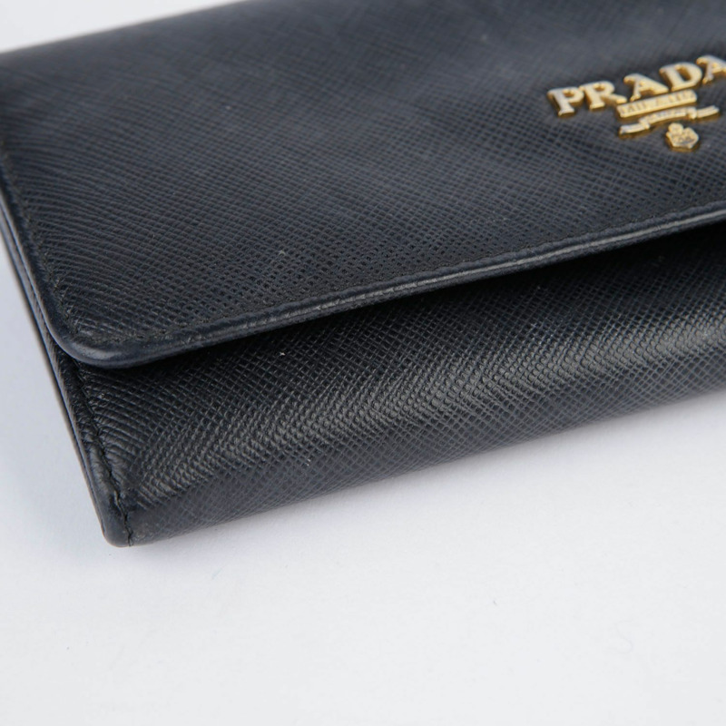 PRADA 黑色 Saffiano 皮革長皮夾-7