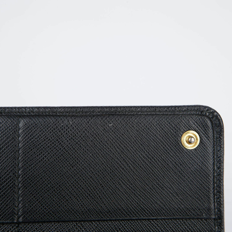 PRADA 黑色 Saffiano 皮革長皮夾-11