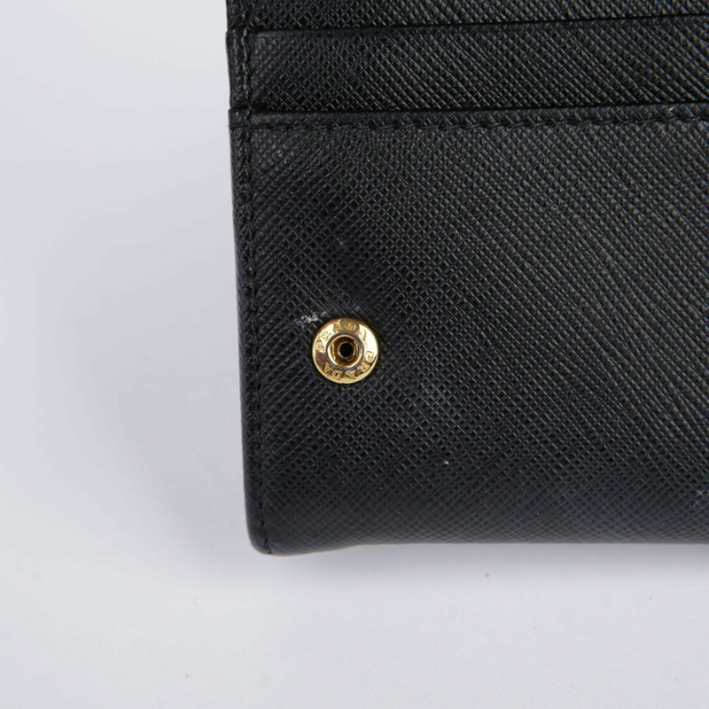 PRADA 黑色 Saffiano 皮革長皮夾-12