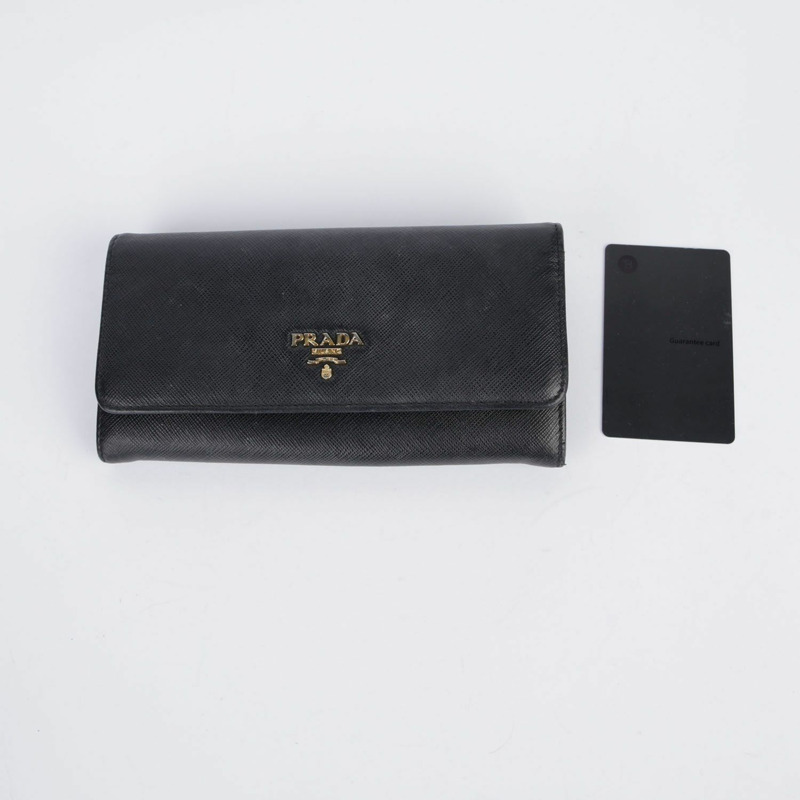 PRADA 黑色 Saffiano 皮革長皮夾-16