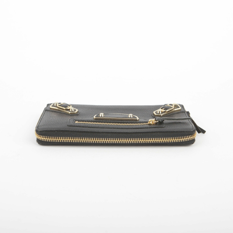 BALENCIAGA 巨型金屬邊拉鍊長版皮夾 黑色-6