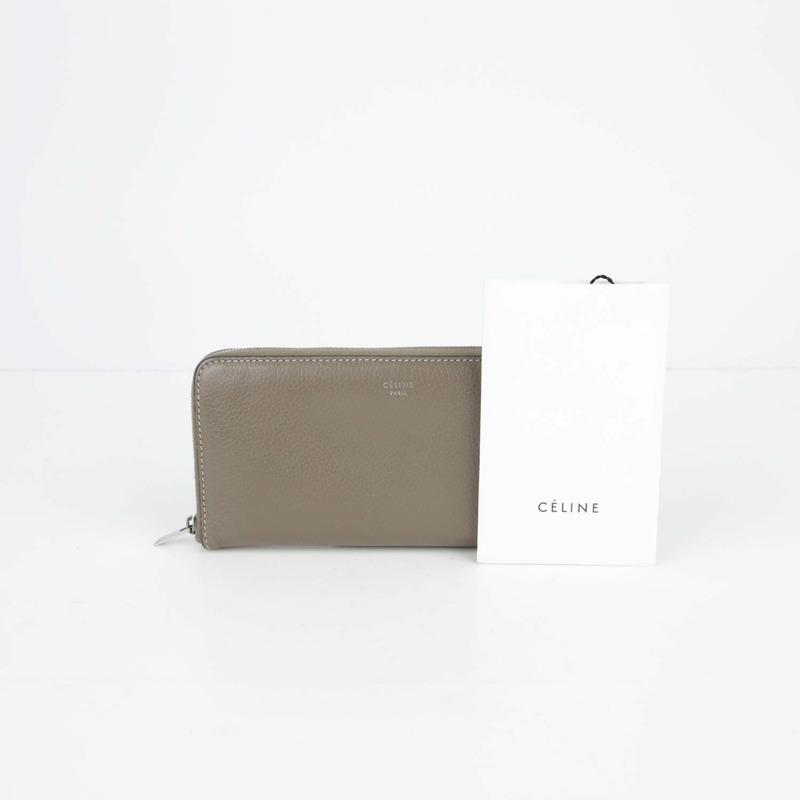 CELINE 修復皮革垂直拉鍊長皮夾-0
