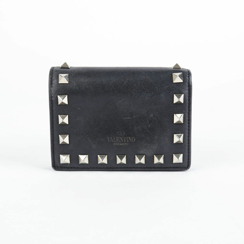 VALENTINO 黑色皮革 Rockstud 皮夾 P2P0P39-0
