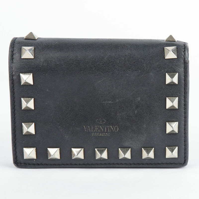VALENTINO 黑色皮革 Rockstud 皮夾 P2P0P39-1