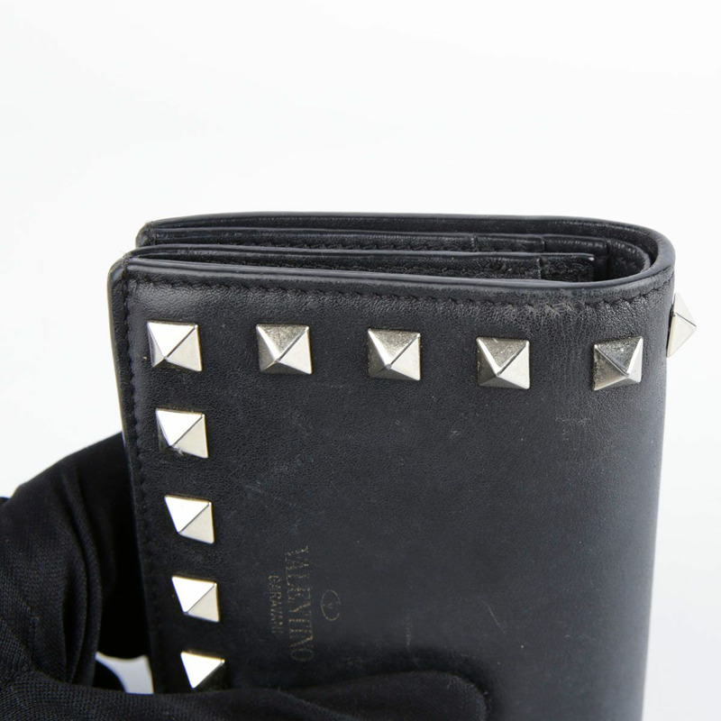 VALENTINO 黑色皮革 Rockstud 皮夾 P2P0P39-11