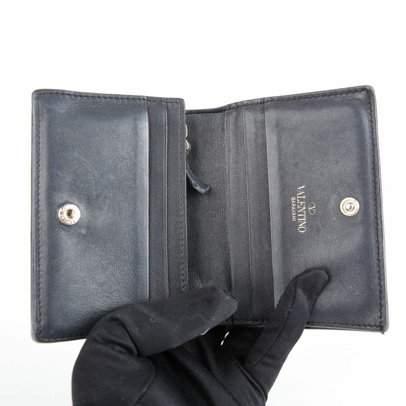 VALENTINO 黑色皮革 Rockstud 皮夾 P2P0P39-14
