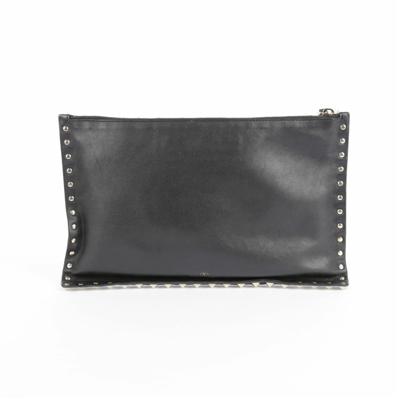 VALENTINO 黑色皮革 Rockstud 手拿包 0269-1