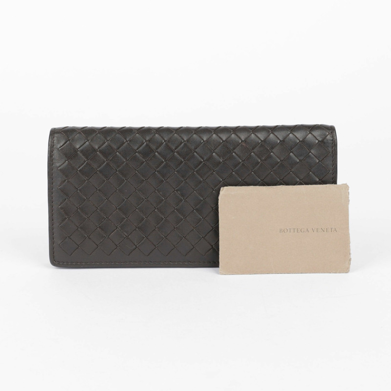 BOTTEGA VENETA 深棕色 Intrecciato 皮革 VN Continental 長皮夾-0