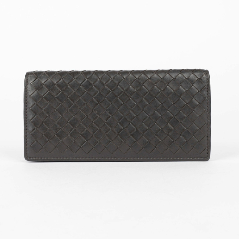BOTTEGA VENETA 深棕色 Intrecciato 皮革 VN Continental 長皮夾-1