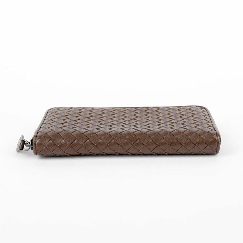 BOTTEGA VENETA 棕色皮革 Intrecciato 拉鍊長版皮夾-9
